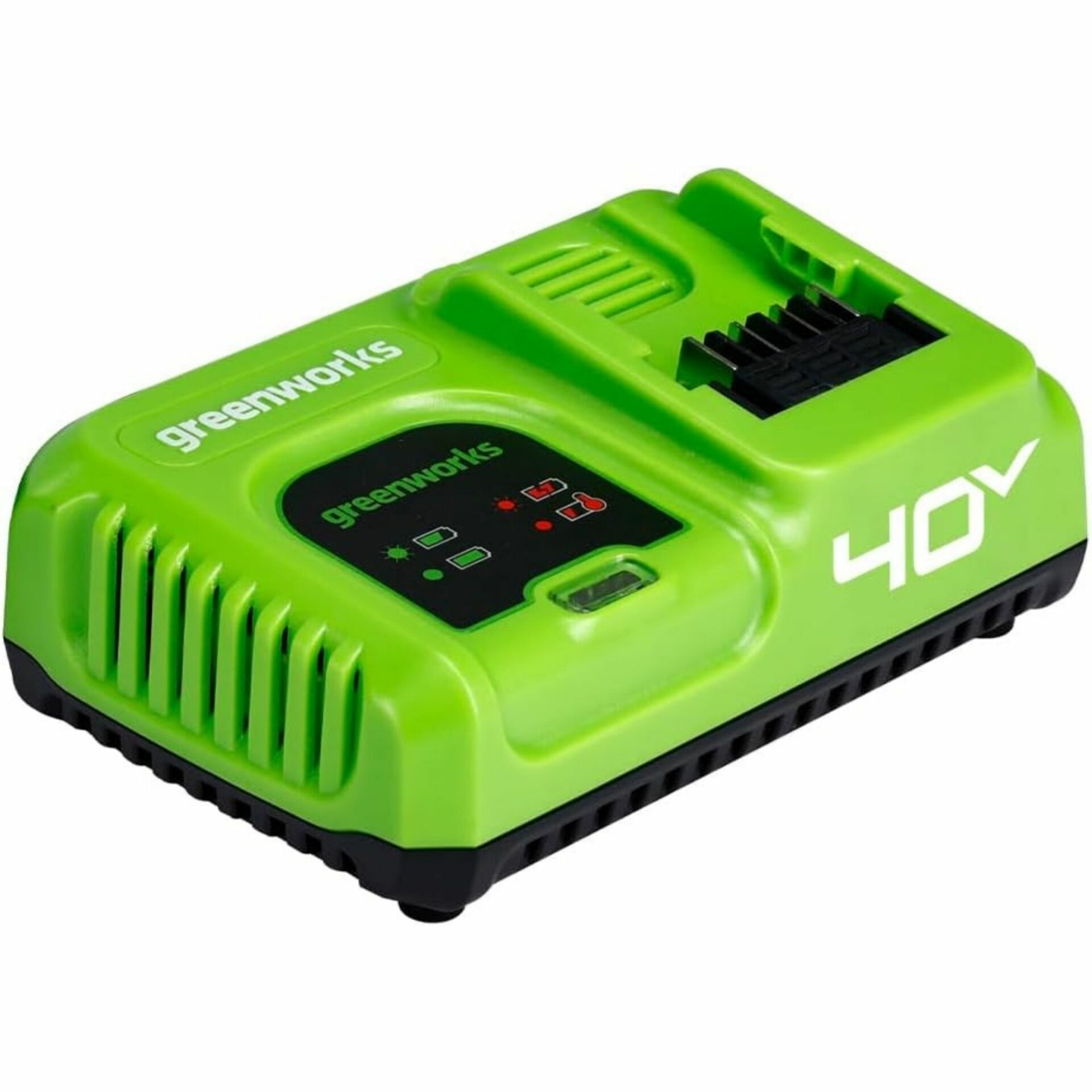 Click to view product details and reviews for Greenworks 40v 5a Battery Charger.