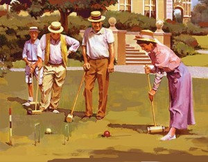 Croquet-Game-300x233-1 - Mowers Online People playing croquet on lawn