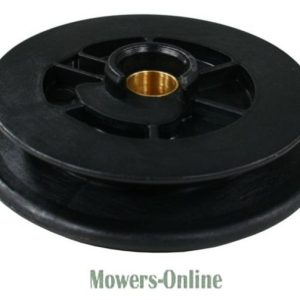 Lawn mower deck idler pulley wheel