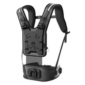 Black camera stabilizer harness backpack