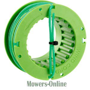 Garden hose reel with green spool