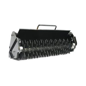 Lawn sweeper attachment with tines for mower.