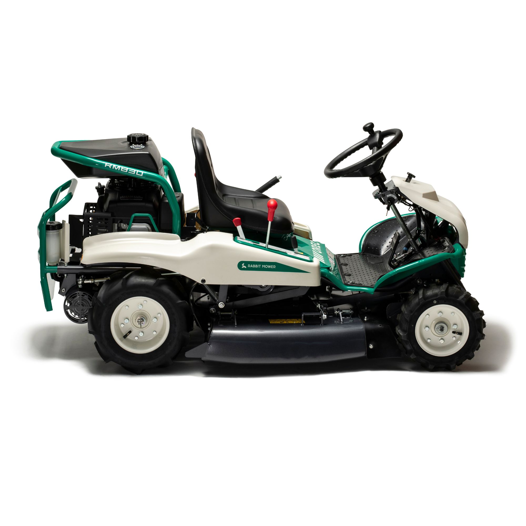 bgo3fnihhtt.jpg - Mowers Online Riding lawn mower with green and white deck