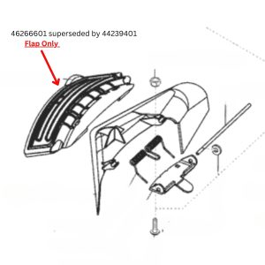 Automotive brake flap assembly diagram with parts.
