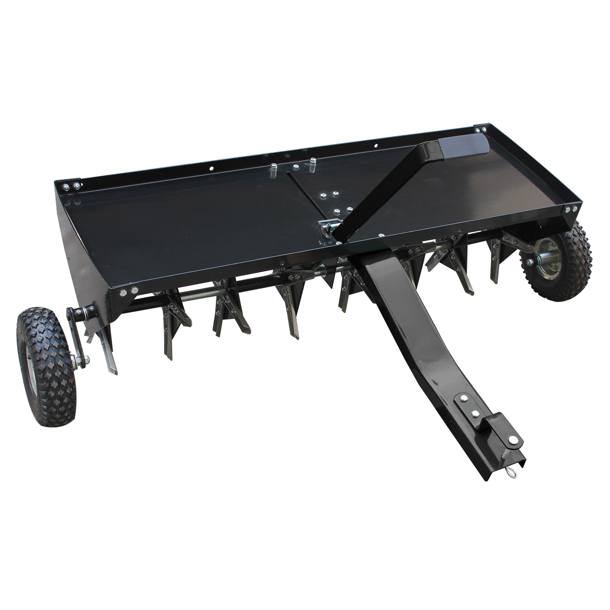 dk3fom5wxxk.jpg - Mowers Online Tow-behind lawn aerator with spikes and wheels