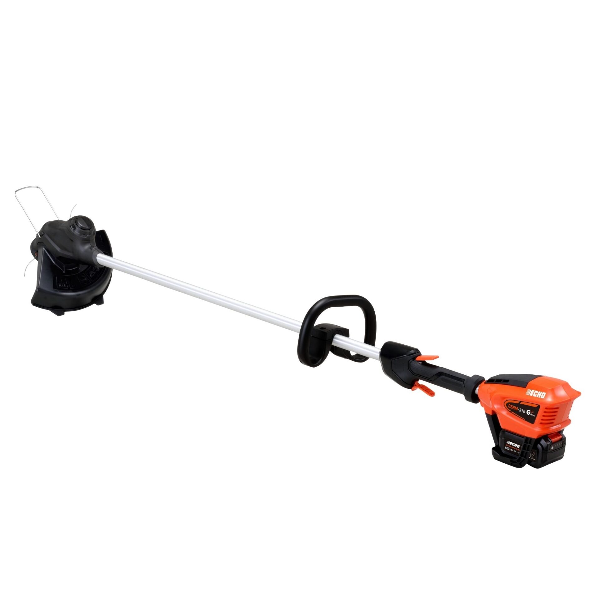 gxkvigrerqm.jpg - Mowers Online String trimmer with curved shaft and orange motor housing