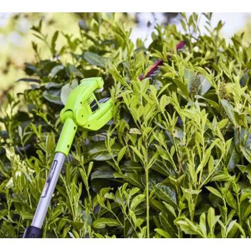 C - Mowers Online Electric hedge trimmer in garden shrubs
