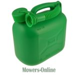 Green plastic fuel jerry can with spout