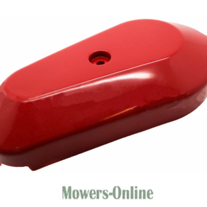 Red lawn mower grass collection bag