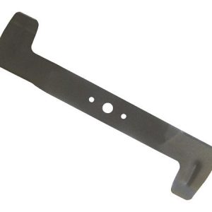 Lawn mower blade with three mounting holes.
