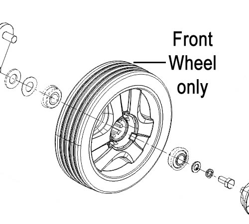 miwlpbuk3x3.jpg - Mowers Online Front wheel with hub and bearing assembly diagram