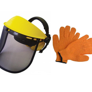Face shield and work gloves safety equipment set