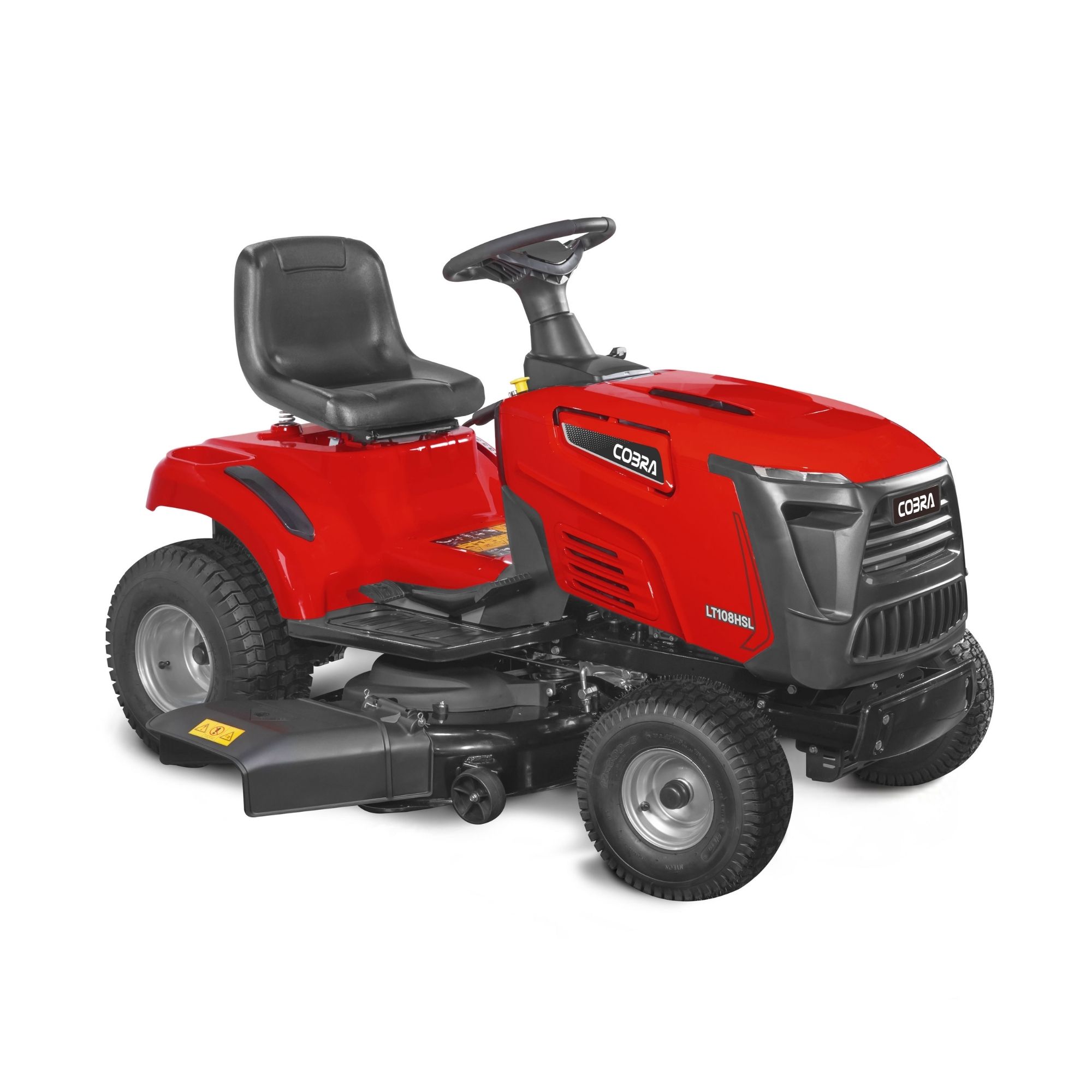 ue35umydhht.jpg - Mowers Online Red ride-on lawn mower with black seat