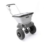 Handy wheeled garden fertilizer spreader